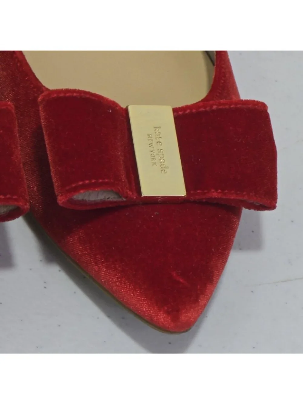 Kate Spade New York Emmie Red Velvet Pointed Toe Flats Women's 7.5 M